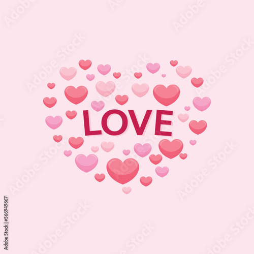 Valentine heart with love text background.