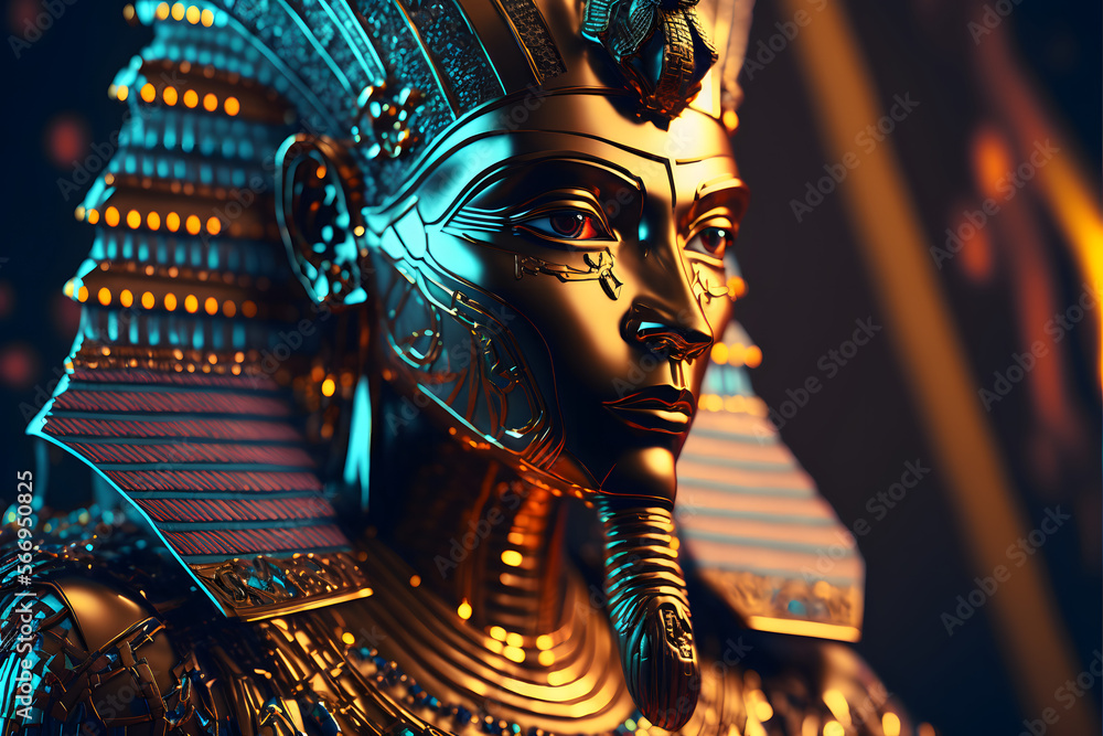 Fototapeta premium Statue d'un pharaon en or » IA générative