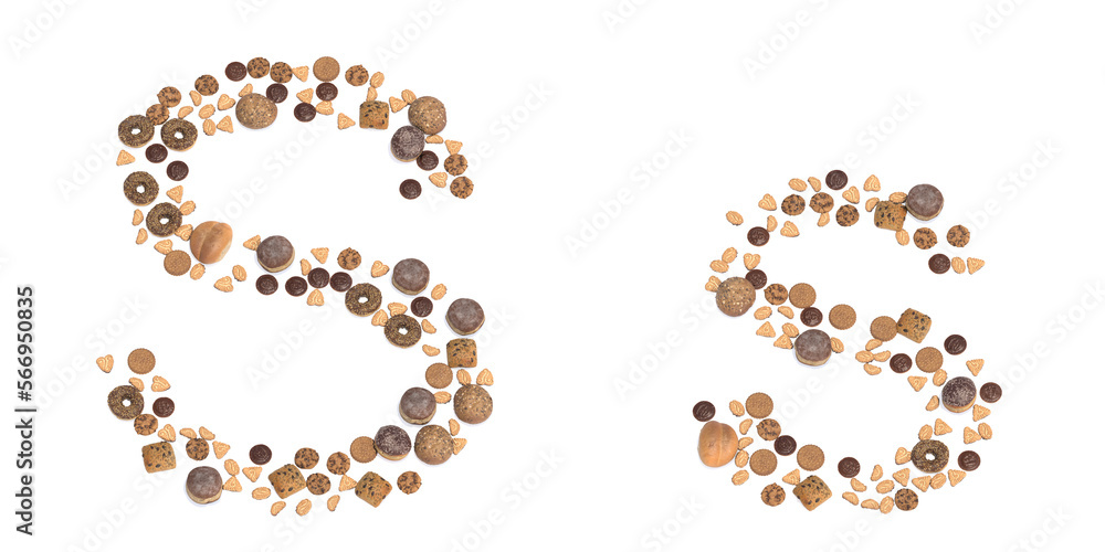 Concept or conceptual set of pastry delicious products forming the font S. 3d illustration metaphor for education, school, agriculture, traditional and rustic, organic, healthy and natural. Concept or conceptual set of pastry delicious products forming the font S. 3d illustration metaphor for education, school, agriculture, traditional and rustic, organic, healthy and natural.