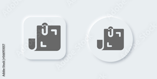 Attachment solid icon in neomorphic design style. Document signs vector illustration.