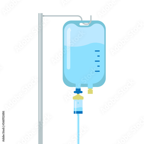 medical infusion bag parts details flat design illustration, isolated stock vector