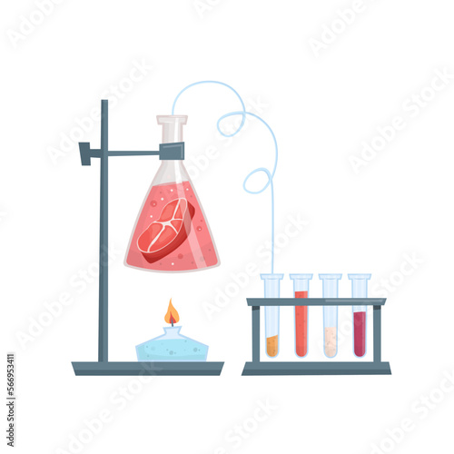 Lab grown meat image. Editable vector illustration