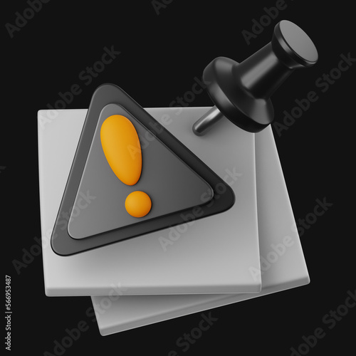 Premimum warning sign sticker note icon 3d rendering on isolated background photo