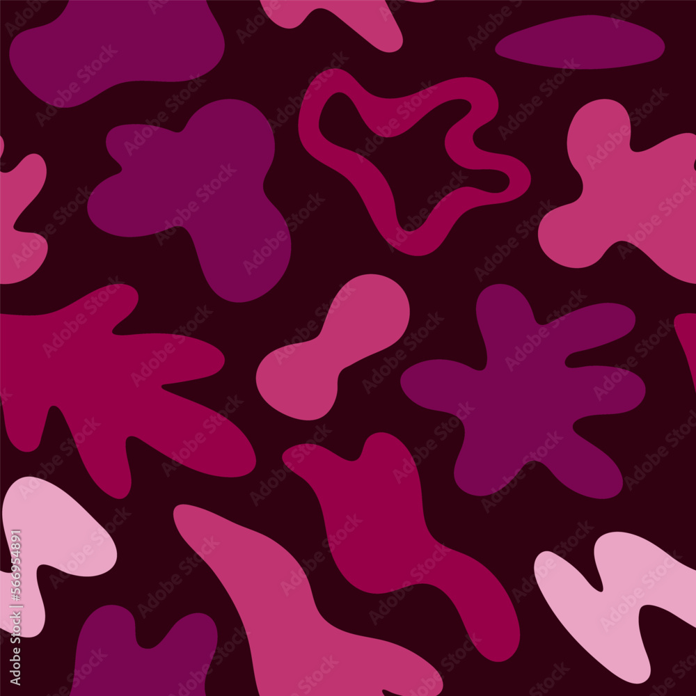Abstract shapes hand drawn seamless pattern. Vivid magenta geometric print, fabric design. Modern trendy vector illustration Abstract shapes hand drawn seamless pattern. Vivid magenta geometric print, fabric design. Modern trendy vector illustration