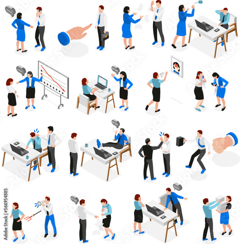Bad Boss Isometric Icon Set