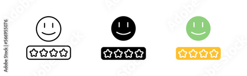 review icon set. Stars, rating, comment, rate, internet, top, choose, happy, star, user, satisfactory, quality, services. competition concept. vector line icon in different styles