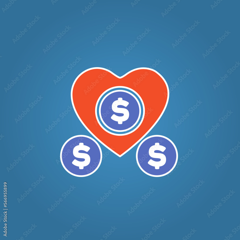 heart icon, love for money, vector illustration heart icon, love for money, vector illustration
