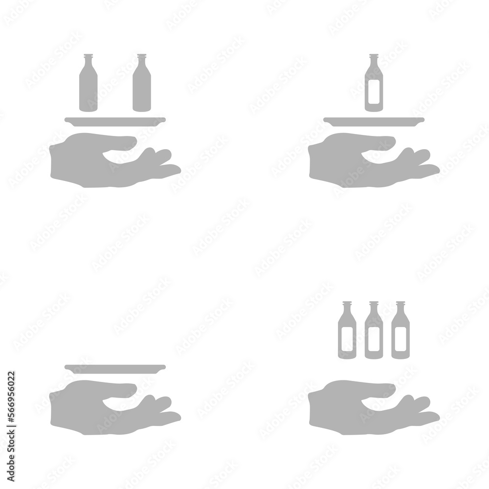 Obraz premium hand icon, stand with bottles, vector illustration