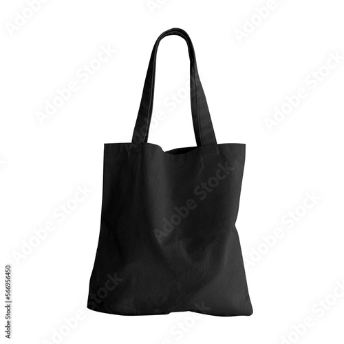 Black canvas shopping bag transparent