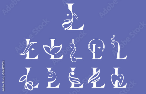 Wallpaper Mural set of beauty cosmetic spa elegant logo letter L Torontodigital.ca