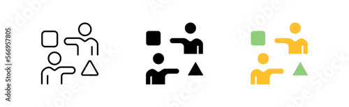 Interlocutors icons set. People, interlocutors, speech bubble, business, debate, team, plan, tactics, forum, conference, unity. communication concept. vector line icon in different styles