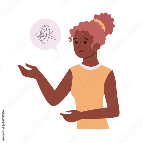 Black Woman Talking to About Her Problems. Mental health concept. Vector illustration in flat style.