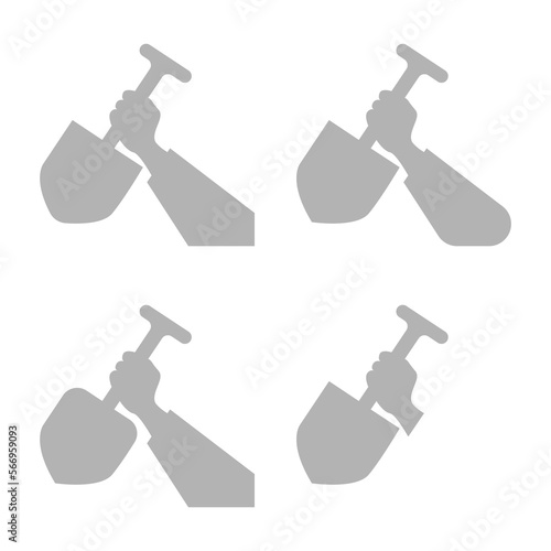 concept of a hand holding a shovel, digging, vector illustration