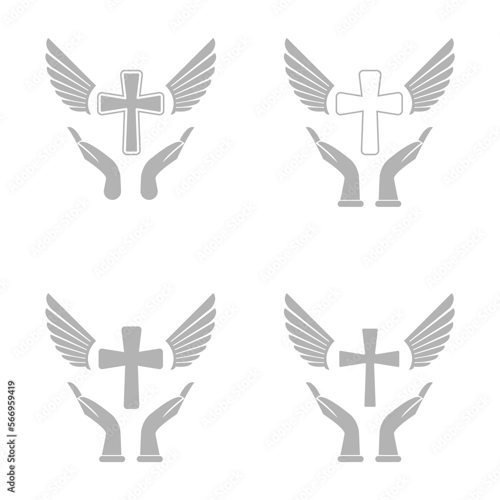 Fototapeta premium hand, cross, faith icon, vector illustration