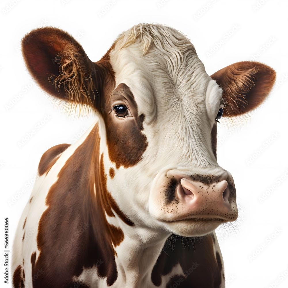 Beautiful cows on a white background. Farm Cow isolated on white, rural