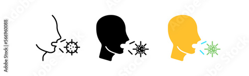 Cough icons set. Sick, infection, spread, vaccination, virus, hospital, immunity, doctor, treatment, doctor, illness, precaution, effect, clinic. health concept. vector line icon in different styles