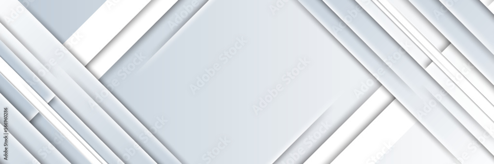 Fototapeta premium Abstract white and gray gradient background banner. Geometric modern design. Vector Illustration.