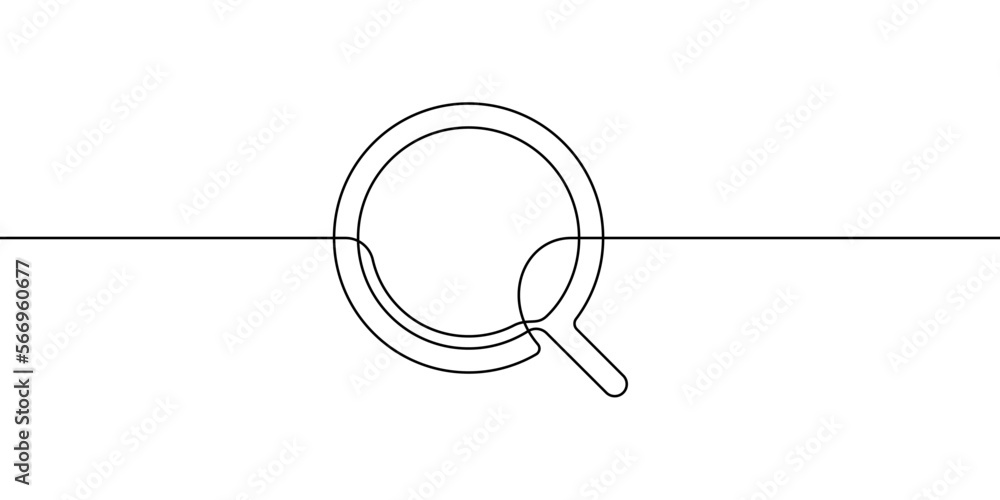Loupe in continuous line icon. Zoom symbol. Hand drawn vector illustration Loupe in continuous line icon. Zoom symbol. Hand drawn vector illustration