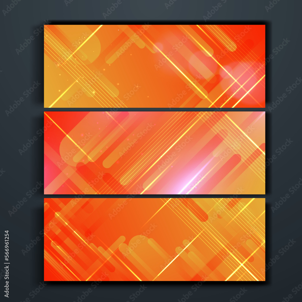 Fototapeta premium Minimal geometric background. Orange elements with dynamic technology gradient banner. Dynamic shapes composition. Vector illustration