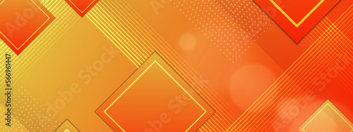 Minimal geometric background. Orange elements with dynamic technology gradient banner. Dynamic shapes composition. Vector illustration