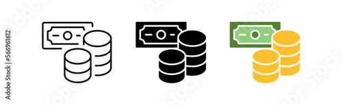 Capital icons set. Money, increase, earnings, money bag. coins, arrow, business, work, chart, investment, shares, fund, trade, budget. finance concept. vector line icon in different styles