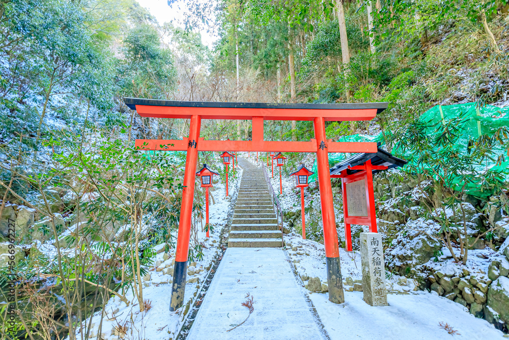 冬の積雪した南蔵院 福岡県篠栗町 Nanzo-in Temple covered with snow in winter. Fukuoka Prefecture, Sasaguri town. 冬の積雪した南蔵院 福岡県篠栗町 Nanzo-in Temple covered with snow in winter. Fukuoka Prefecture, Sasaguri town.