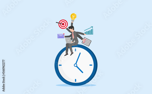 productivity concept. time management. multi tasking. effectivity. time efficiency. deadline. an employee doing a lot of tasks in a time