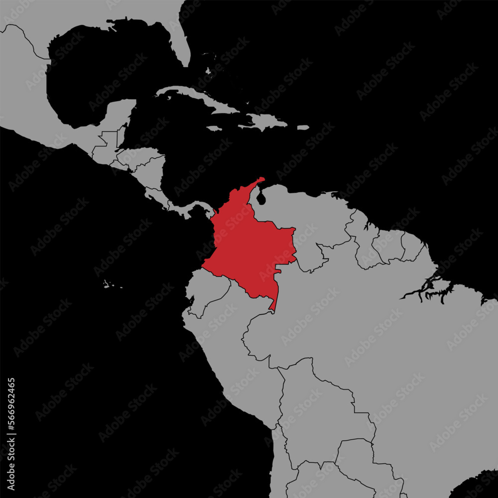 Obraz premium Pin map with Colombia flag on world map. Vector illustration.