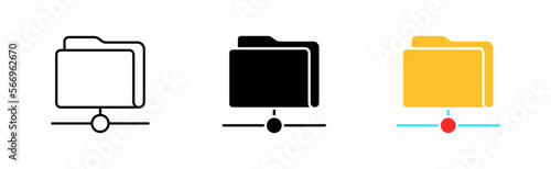 folder icons set. Folder, operating system, computer, access, remotely, storage, internet, security, privacy. technology concept. vector line icon in different styles