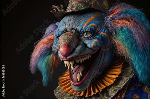 Scary circus clown, mask Generative Ai