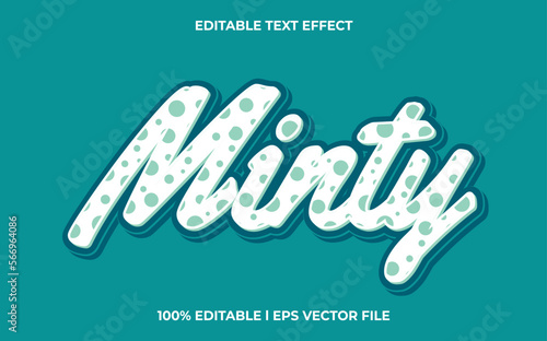 Minty editable text effect template. design with 3d style use for business brand and logo