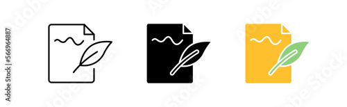 Records icons set. Paper, text, manuscript, email, letter, attachment, list, internet, correspondence, sender, information. communication concept. vector line icon in different styles