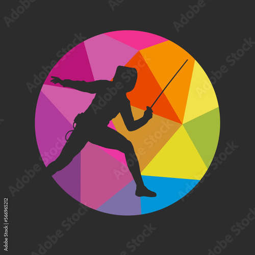 Fencing sport graphic for use as a template for flyer or for use in web design.