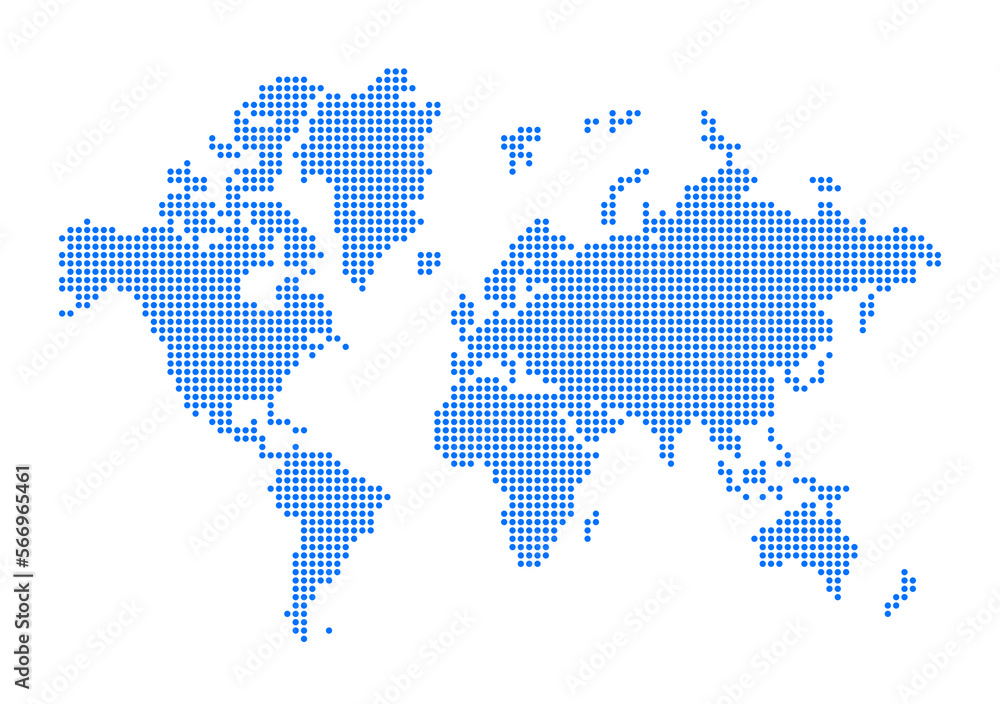 World map made of blue dots. Isolated on transparent background World map made of blue dots. Isolated on transparent background