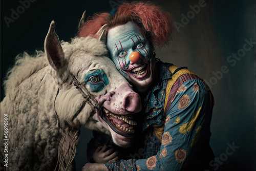 Scary circus clown, mask Generative Ai