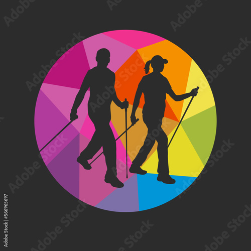 Nordic walking sport graphic for use as a template for flyer or for use in web design.