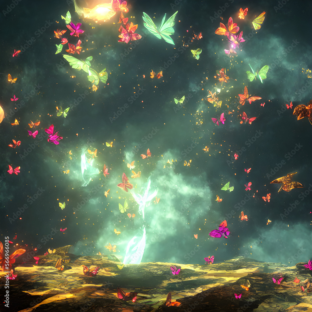 Magical flying butterflies.Generative AI Magical flying butterflies.Generative AI