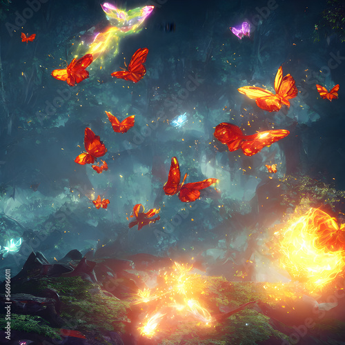 Magical flying butterflies.Generative AI 