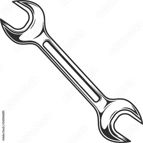 Vintage body shop service car and truck mechanic repair tool wrench or construction for gas and builder plumbing pipe key illustration