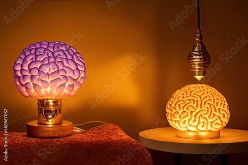 High-Resolution Image of a Brain Lamp, Showcasing the Unique and Innovative Brilliant Idea. Perfect for Adding a Distinctive and Eye-catching Element to any Creative Project