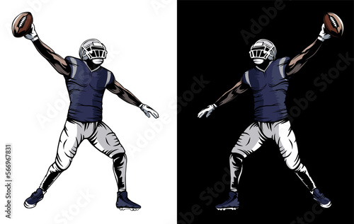 American football player. Quarterback isolated illustration. Football player vector. American football championship. Sport theme vector illustration.