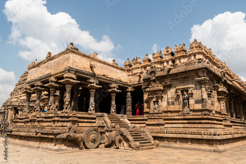 The exterior facade of the ancient Airavatesvara temple in Darasuram. photo