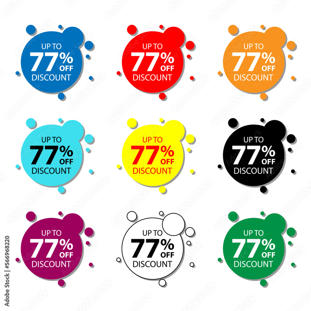 77 percent offer set of colorful sale labels or stickers 77 percent offer set of colorful sale labels or stickers