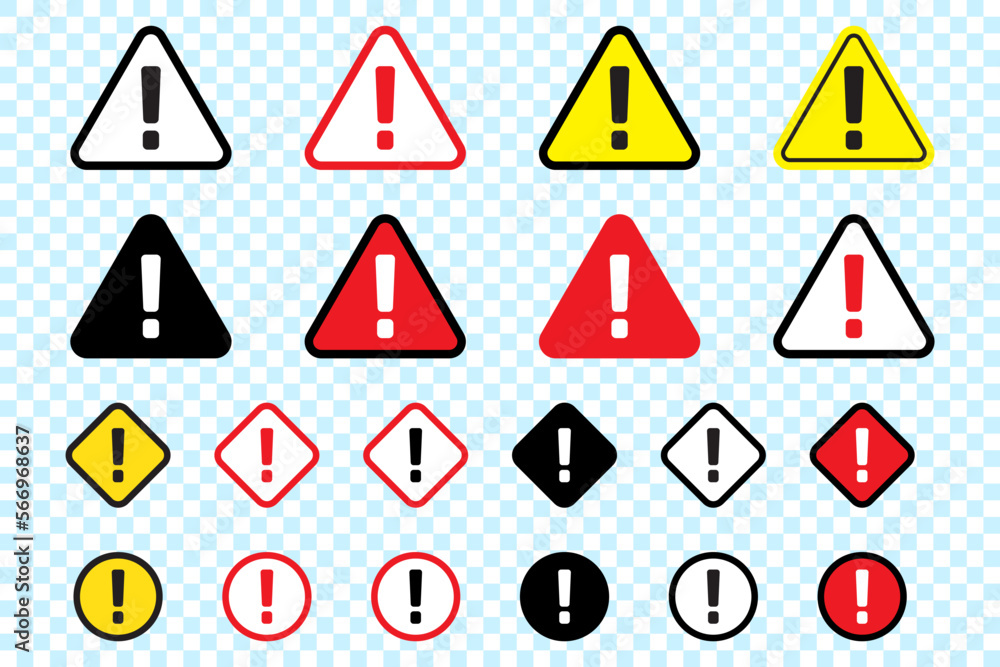 Danger sign flat design. Caution error icon with exclamation mark. Danger sign flat design. Caution error icon with exclamation mark.