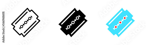 Blade set icon. Shave, razor, hygiene, self care, sharp, beauty procedures. Personal care concept. Vector icon in line, black and colorful style on white background