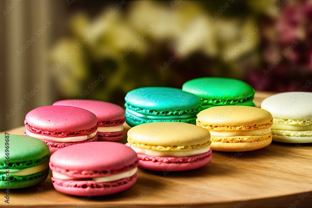 High-Resolution Image of Colorful Macarons Displaying the Vibrant and Tasty Characteristics of Macarons, Perfect for Adding a Sweet and Attractive Element to any Design Project High-Resolution Image of Colorful Macarons Displaying the Vibrant and Tasty Characteristics of Macarons, Perfect for Adding a Sweet and Attractive Element to any Design Project