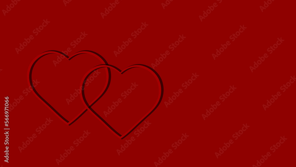 Red hearts on a red background. Card. Valentine's Day. Love. Image of a heart. Hearts. many hearts