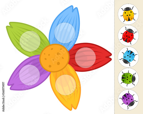 Matching children educational game. Cut out and glue the cards in the correct place. Activity for pre sсhool years kids and toddlers.
