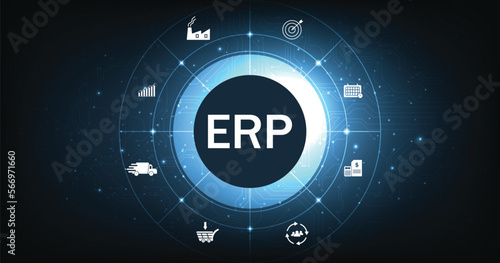 Extended Producer Responsibility (EPR)concept design.Enterprise resource planning business and modern technology concept on dark blue background. 