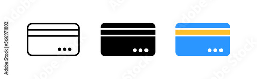 Bank card set icon. Contactless payment, successful payment, credit, currency, debit card. Card in terminal. Vector icon in line, black and colorful style on white background